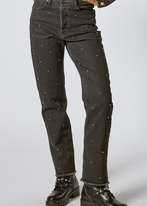 Rhinestone Black Embellished Jeans - alldeserved.com