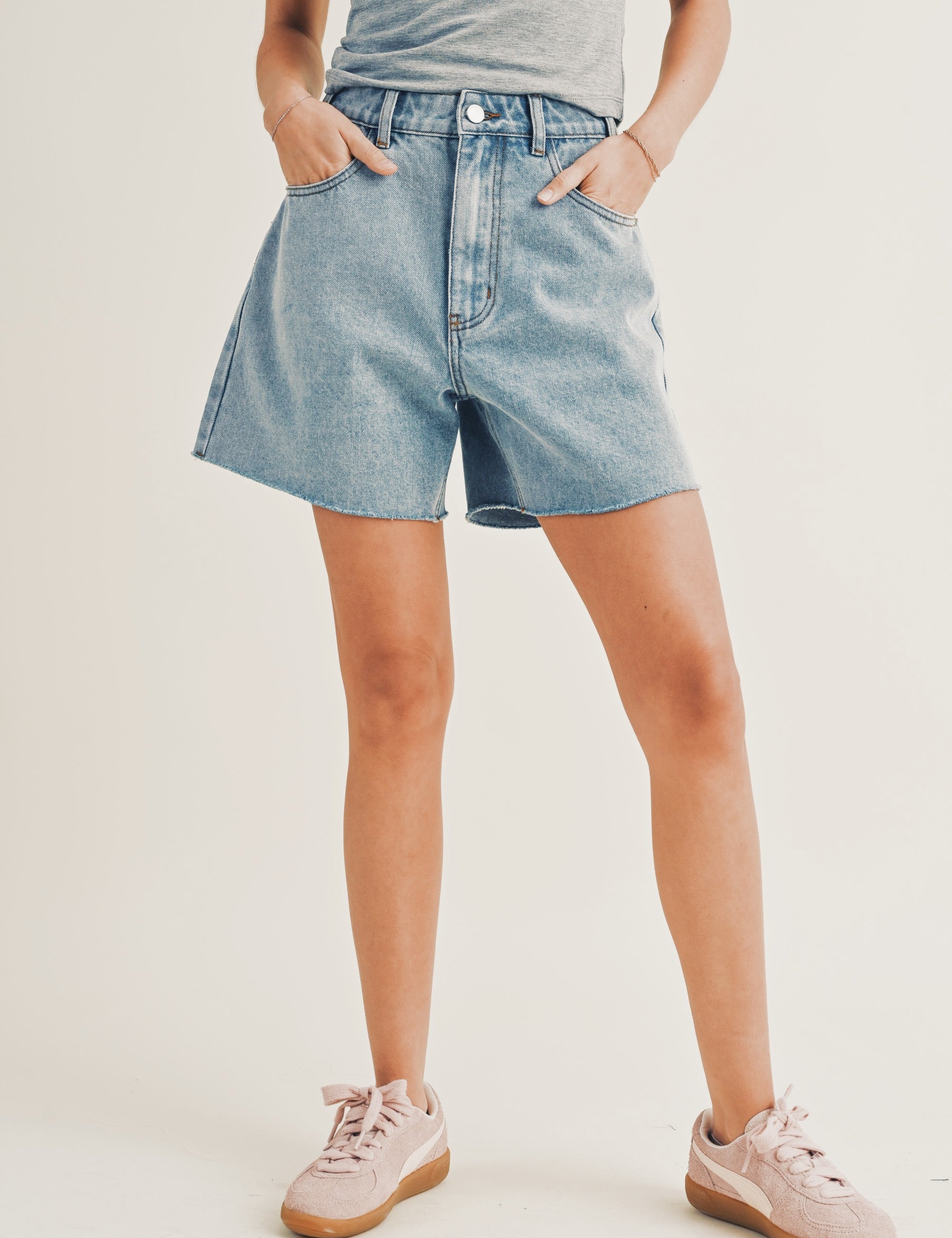 Bridget Raw Hem Denim Shorts - alldeserved.com