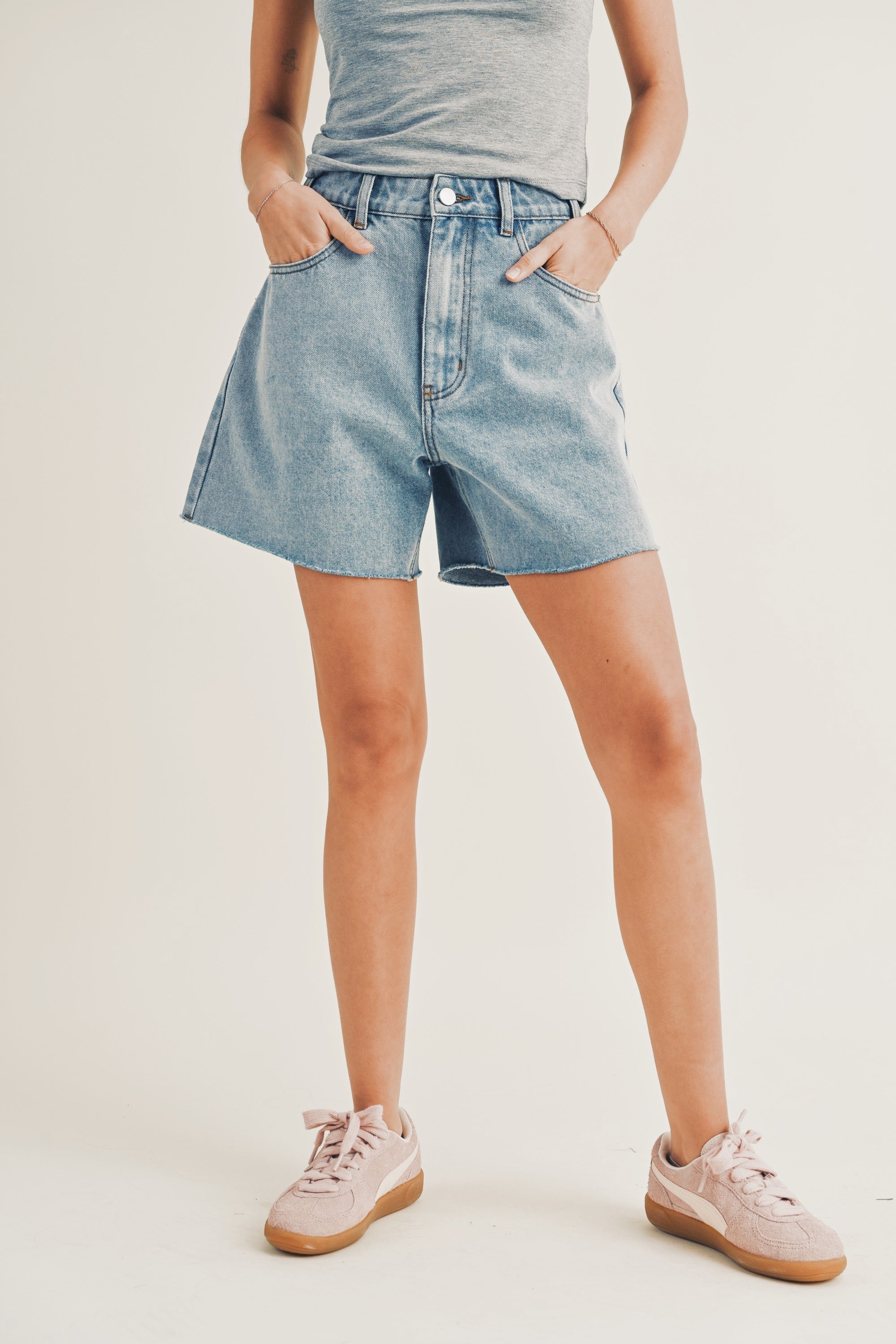 Bridget Raw Hem Denim Shorts - alldeserved.com