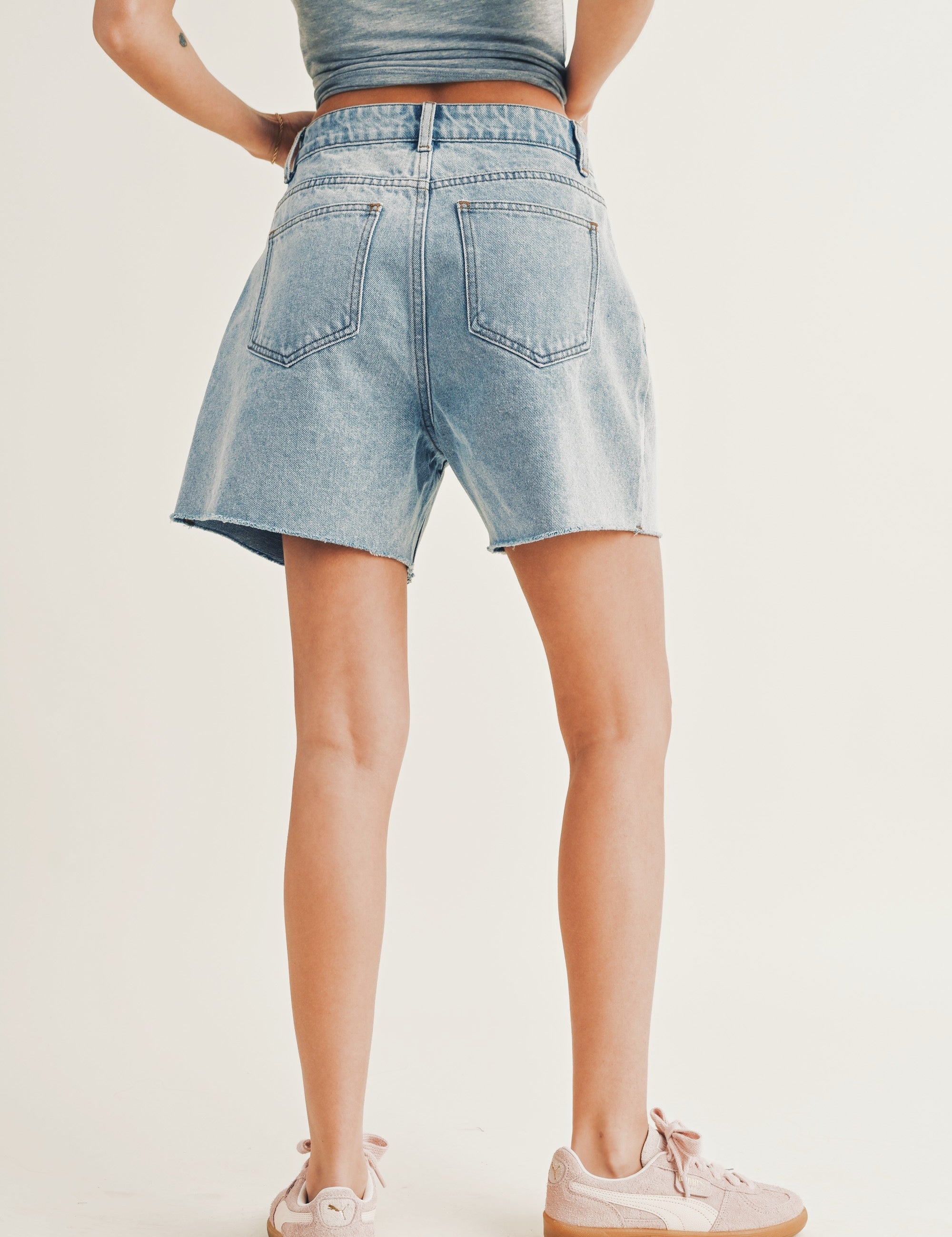 Bridget Raw Hem Denim Shorts - alldeserved.com