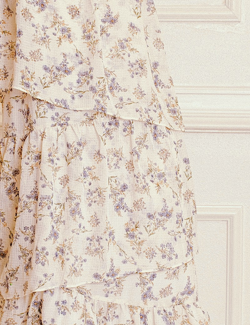 Ivory Purple Floral Dress - alldeserved.com