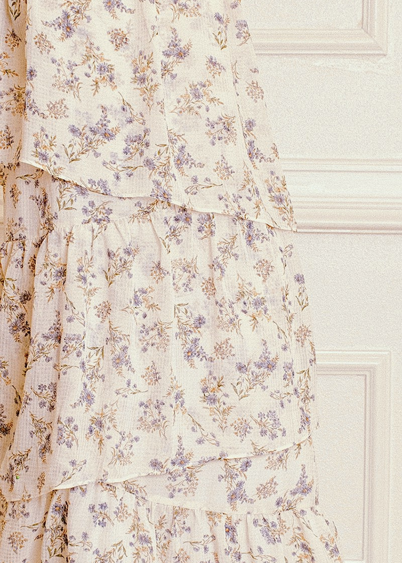 Ivory Purple Floral Dress - alldeserved.com