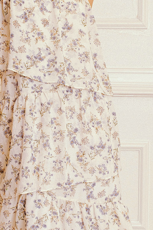 Ivory Purple Floral Dress - alldeserved.com
