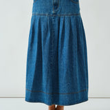 Lotus Basque Denim Midi Skirt