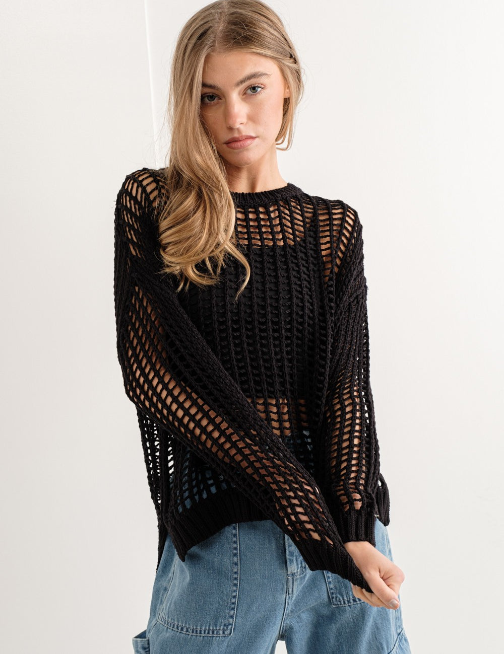 Sahara Mesh Long Sleeve Sweater - alldeserved.com