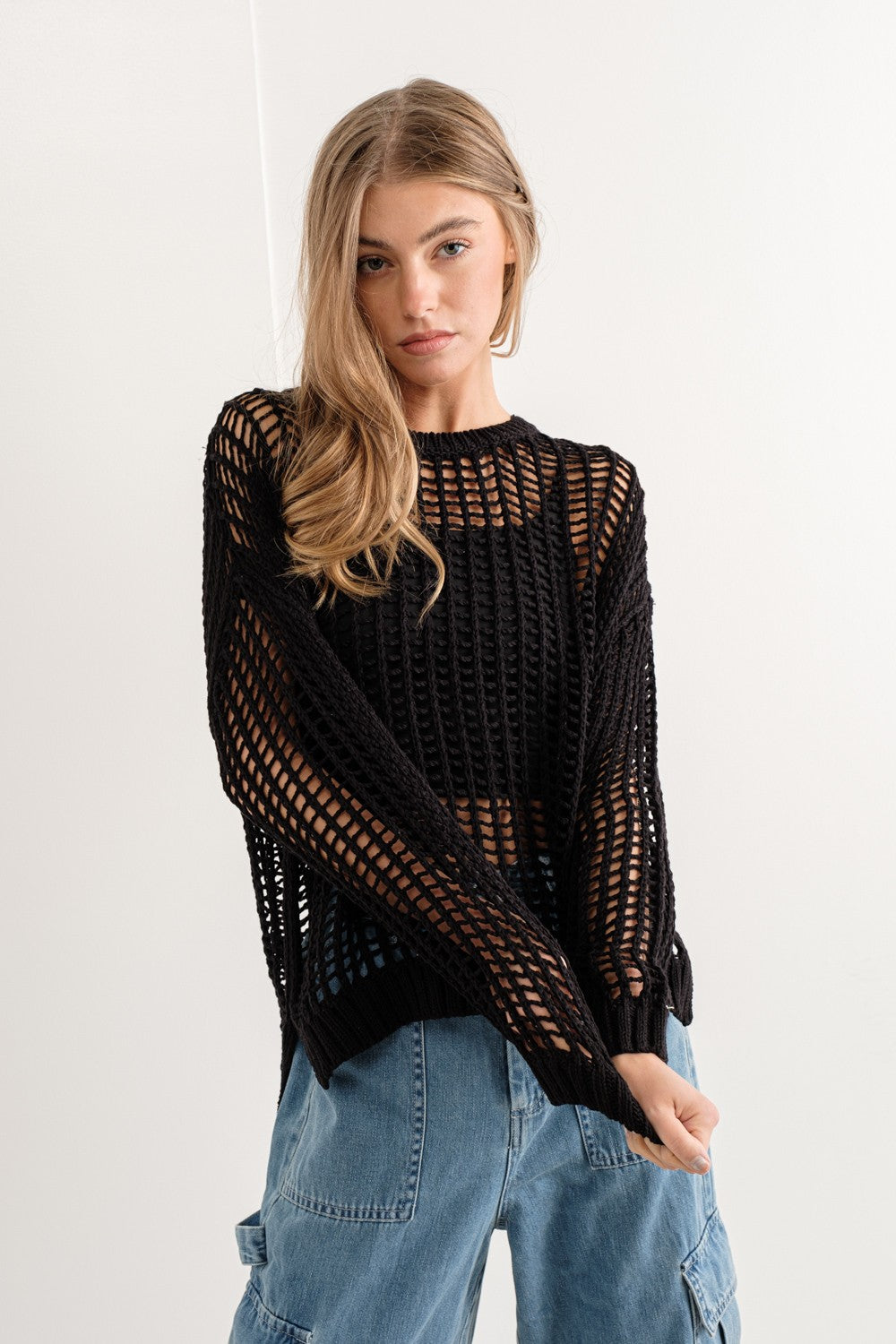 Sahara Mesh Long Sleeve Sweater - alldeserved.com