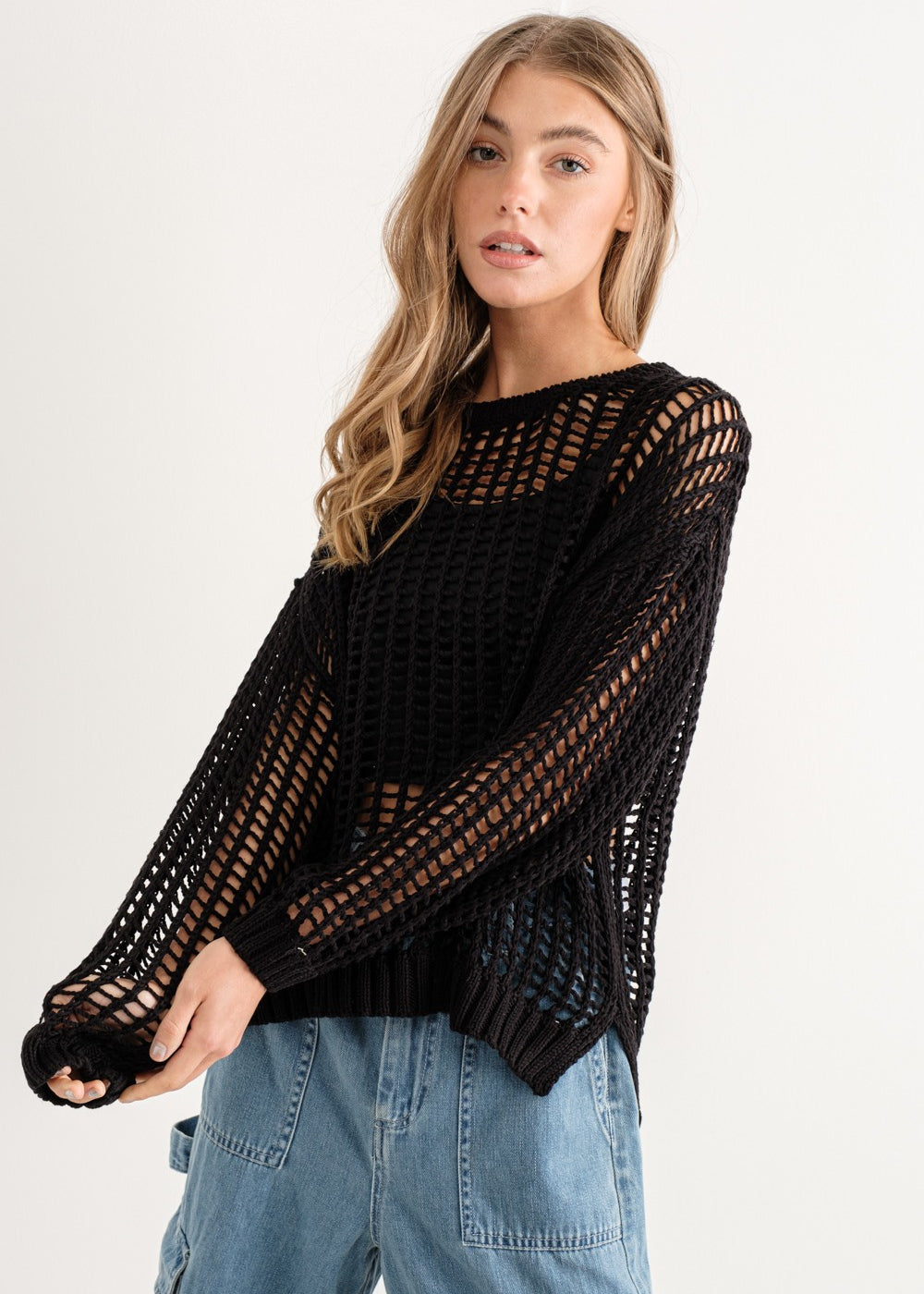 Sahara Mesh Long Sleeve Sweater - alldeserved.com