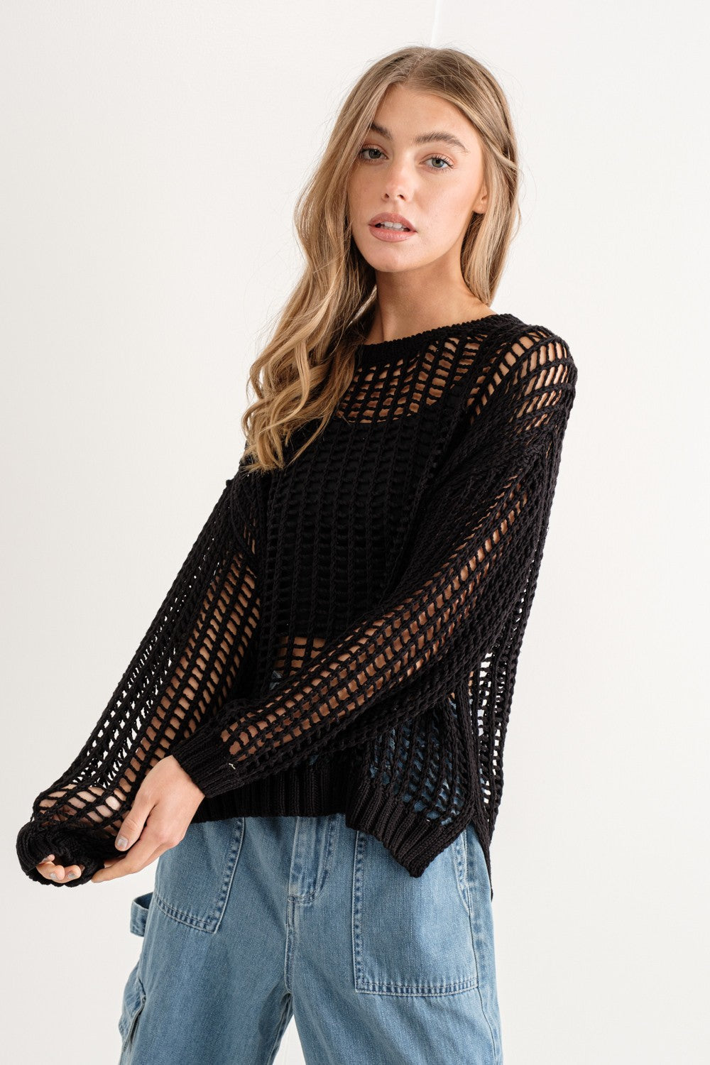 Sahara Mesh Long Sleeve Sweater - alldeserved.com