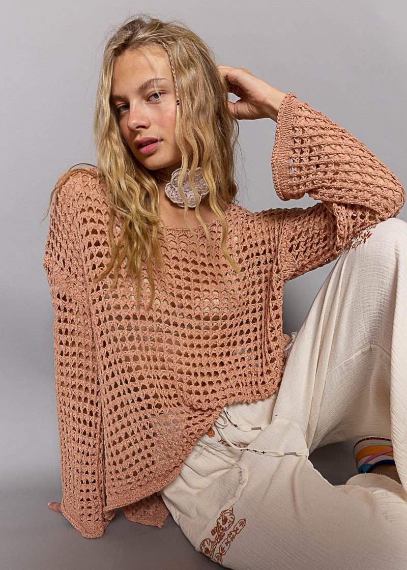 Hailee Mesh Knit Sweater Top - alldeserved.com