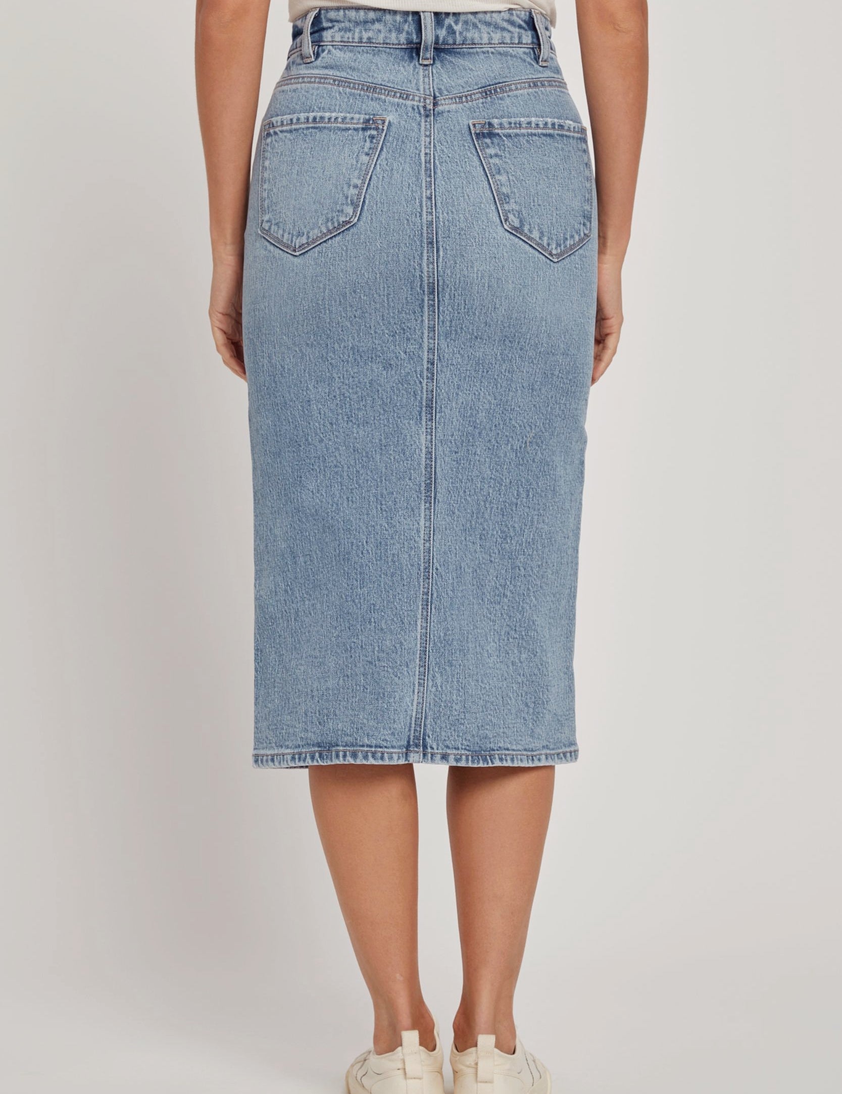 Chicago Denim Skirt with Front Slit - alldeserved.com