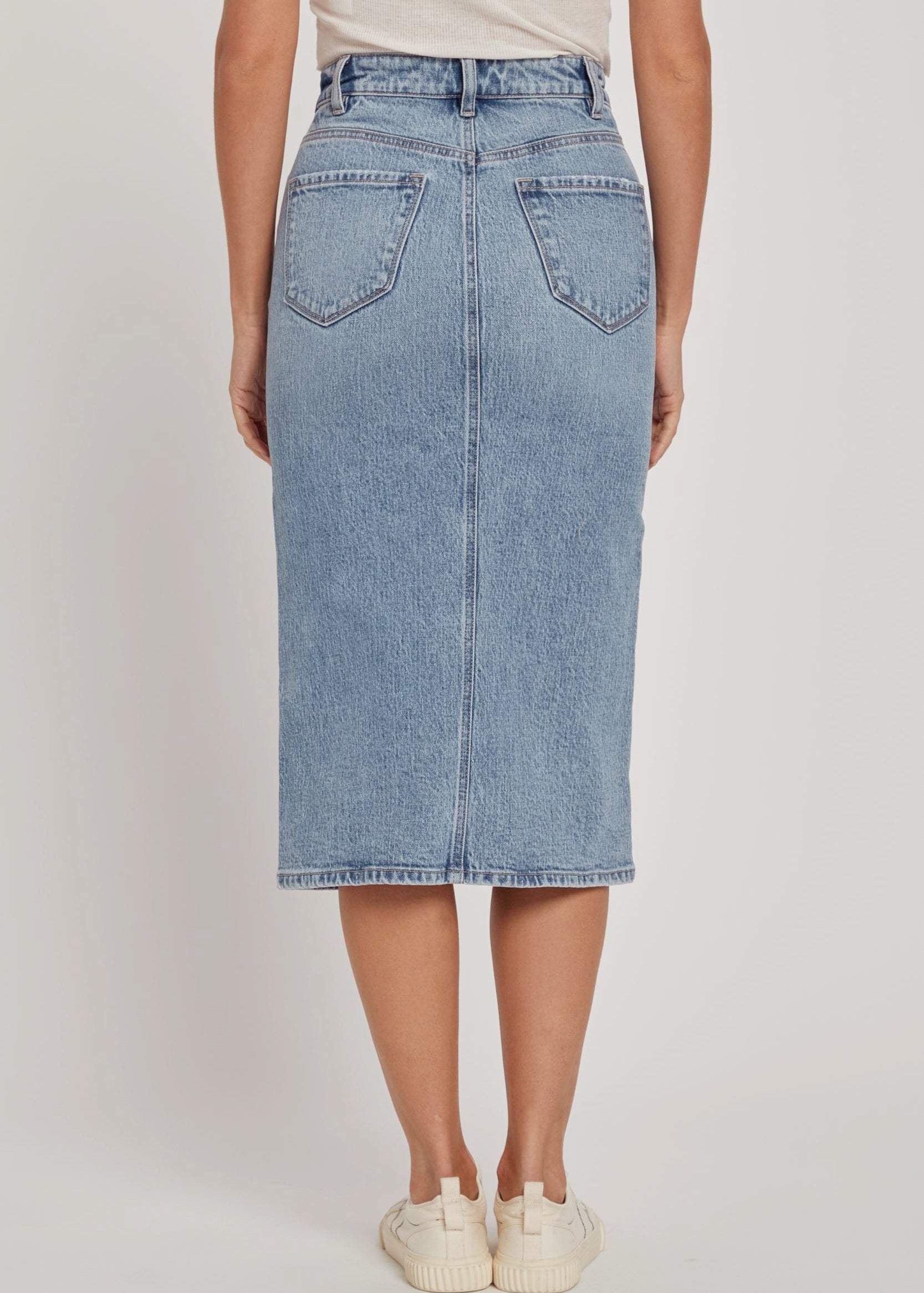 Chicago Denim Skirt with Front Slit - alldeserved.com