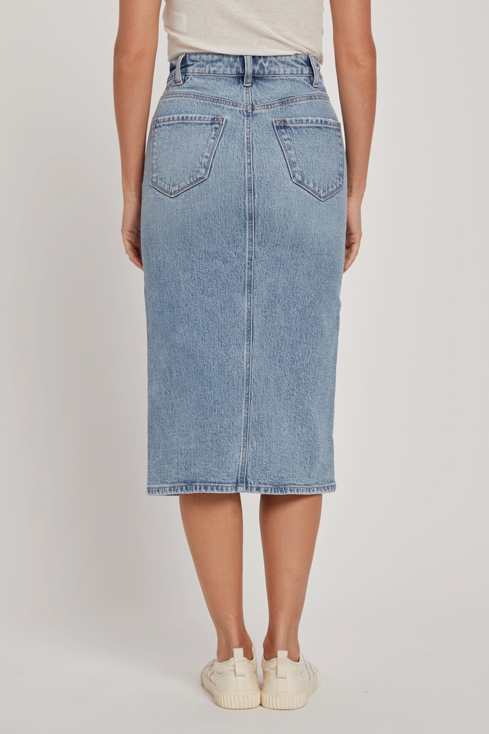 Chicago Denim Skirt with Front Slit - alldeserved.com