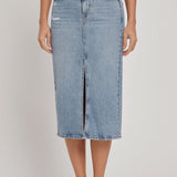 Chicago Denim Skirt with Front Slit - alldeserved.com