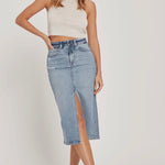Chicago Denim Skirt with Front Slit - alldeserved.com