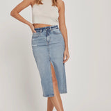 Chicago Denim Skirt with Front Slit - alldeserved.com