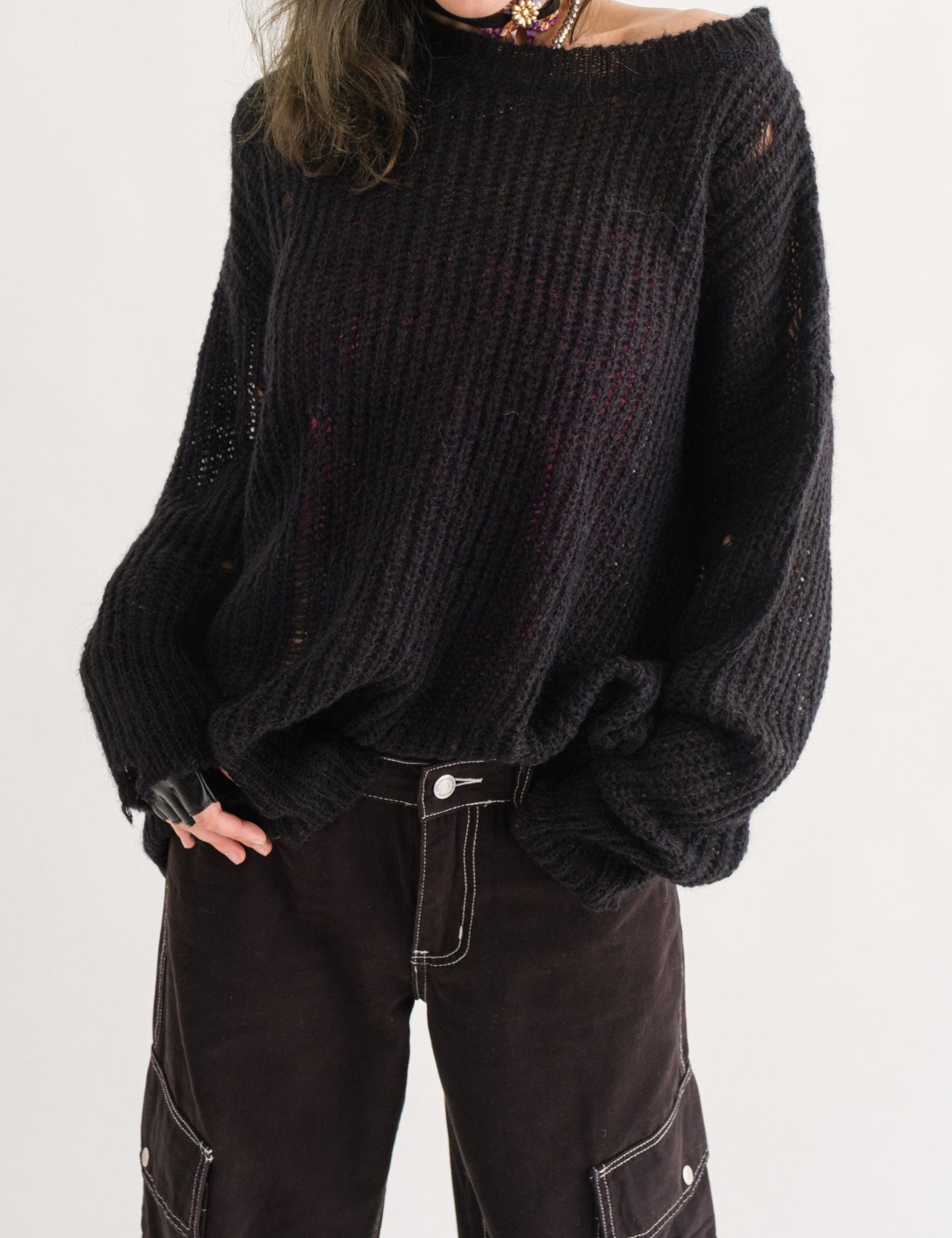 COZY Distressed Loose Pullover Sweater - alldeserved.com