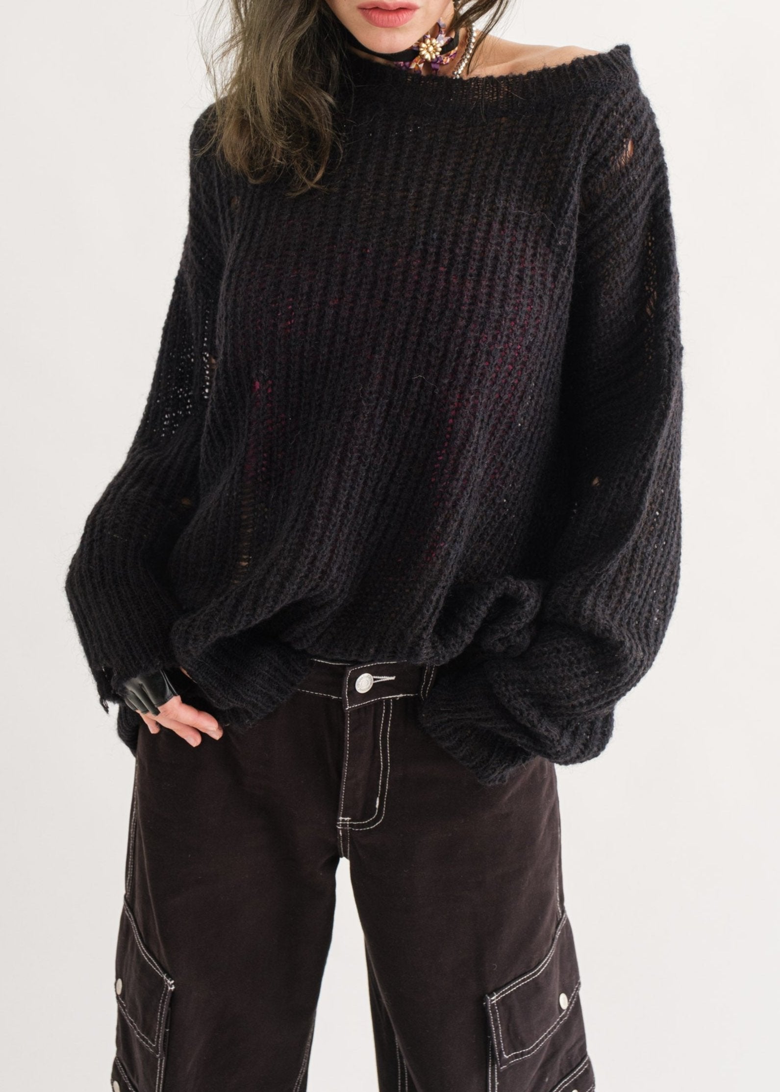 COZY Distressed Loose Pullover Sweater - alldeserved.com