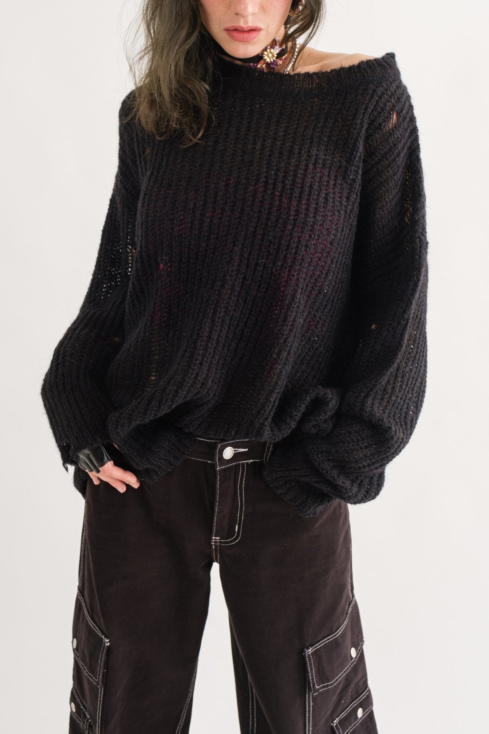 COZY Distressed Loose Pullover Sweater - alldeserved.com