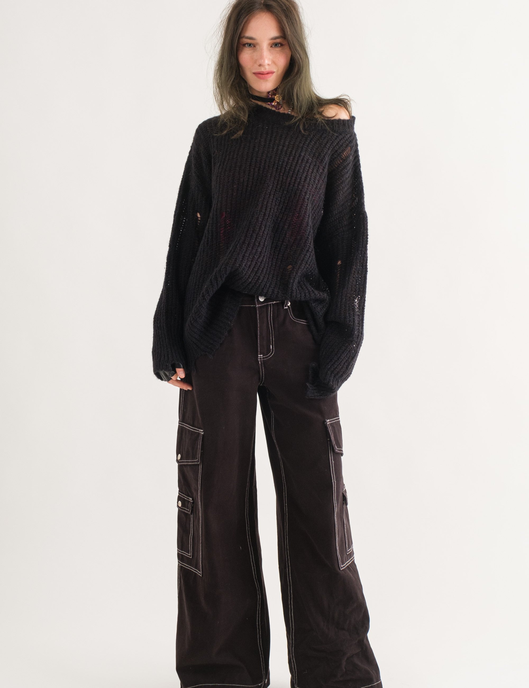 COZY Distressed Loose Pullover Sweater - alldeserved.com
