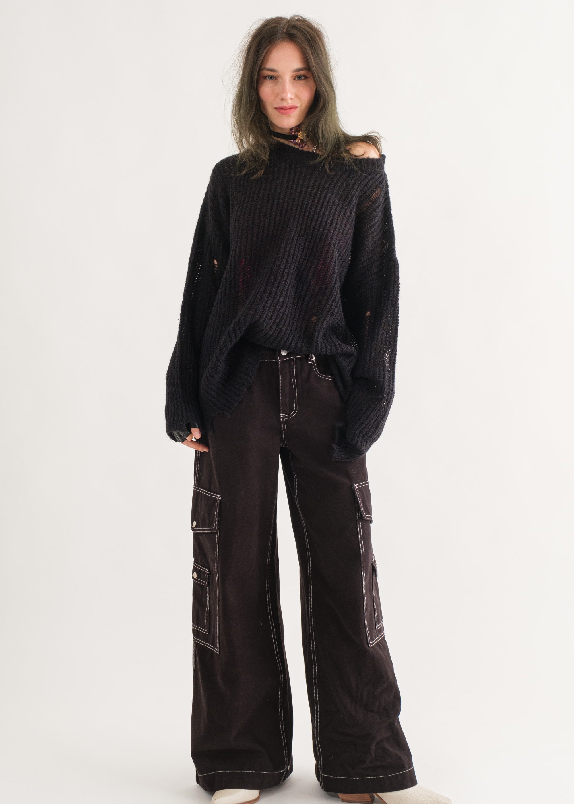 COZY Distressed Loose Pullover Sweater - alldeserved.com