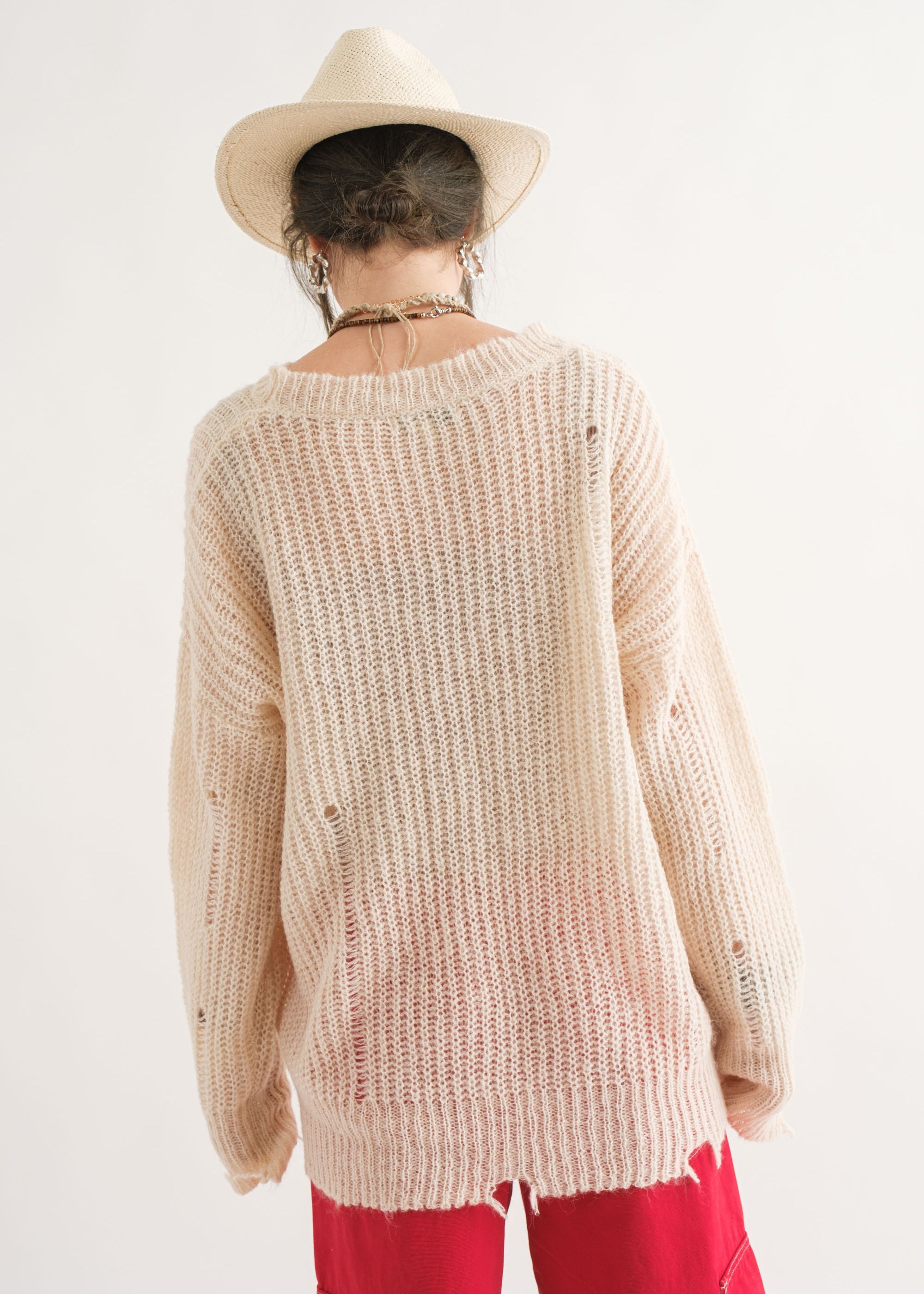 COZY Distressed Loose Pullover Sweater - alldeserved.com