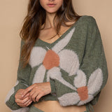 Fuzzy Floral Crop Sweater - alldeserved.com