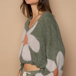 Fuzzy Floral Crop Sweater - alldeserved.com