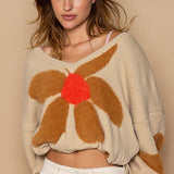 Fuzzy Floral Crop Sweater - alldeserved.com
