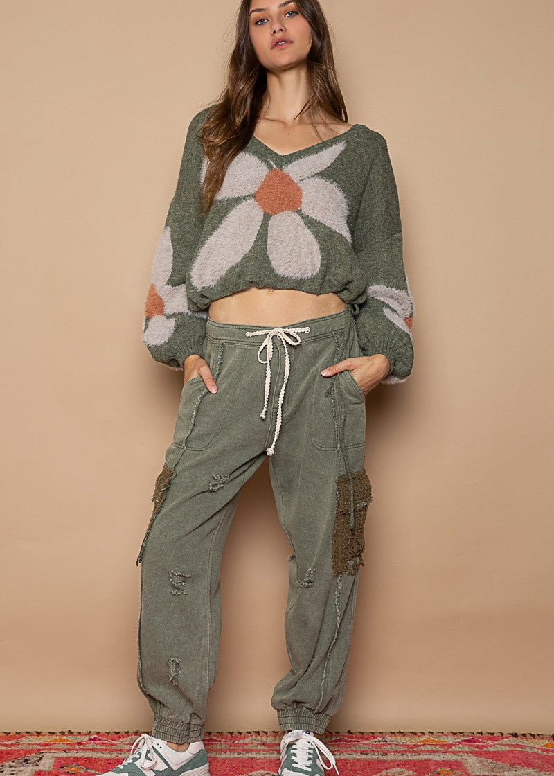 Fuzzy Floral Crop Sweater - alldeserved.com