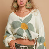 Fuzzy Floral Crop Sweater - alldeserved.com