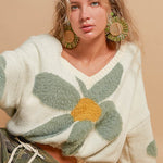 Fuzzy Floral Crop Sweater - alldeserved.com