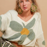 Fuzzy Floral Crop Sweater - alldeserved.com