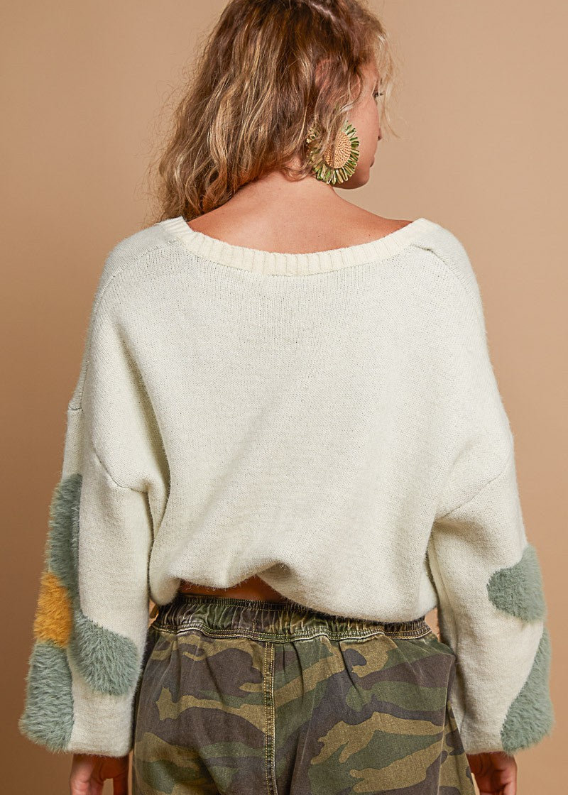 Fuzzy Floral Crop Sweater - alldeserved.com