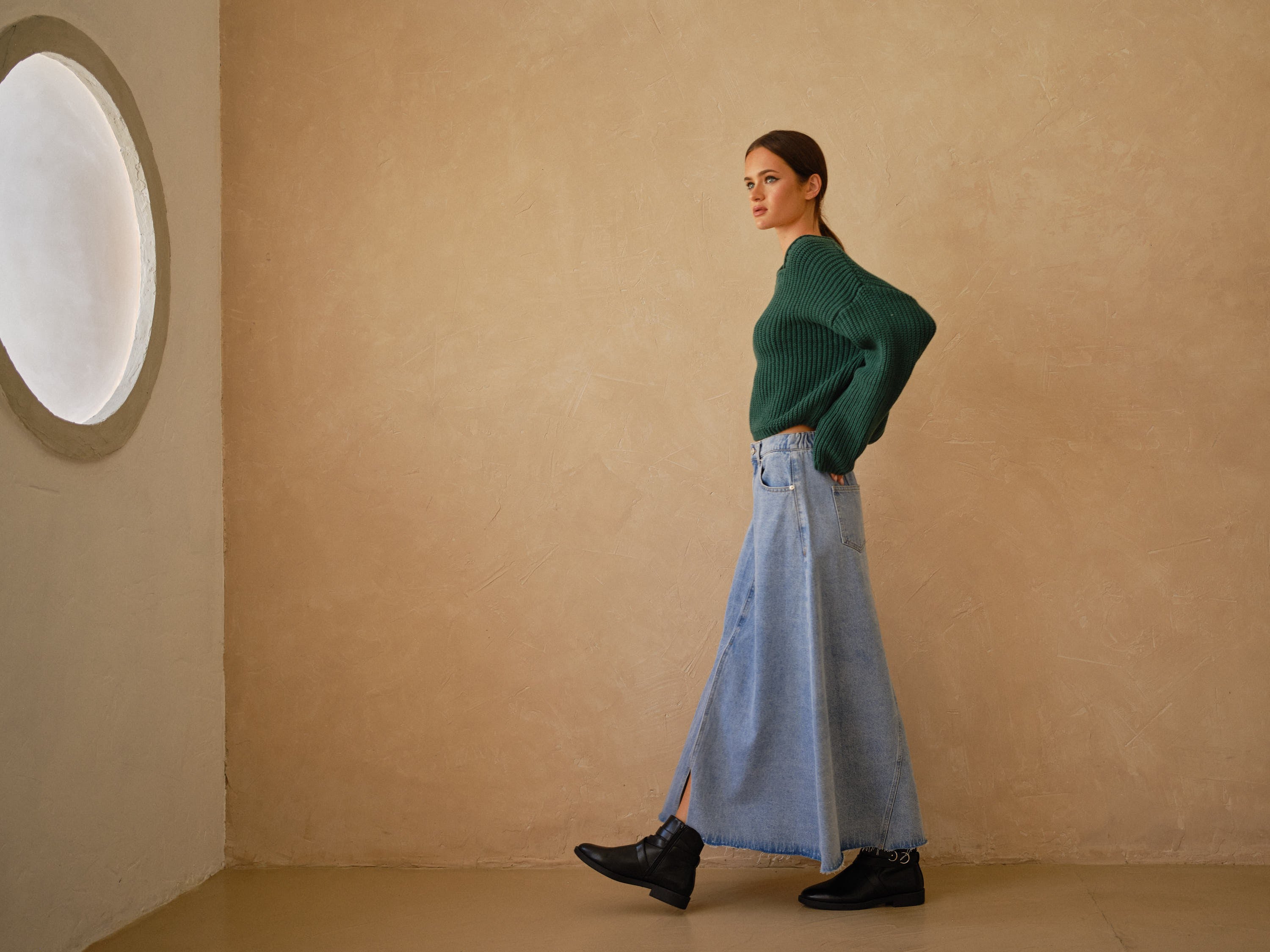 Willow Long A-line Denim Skirt - alldeserved.com