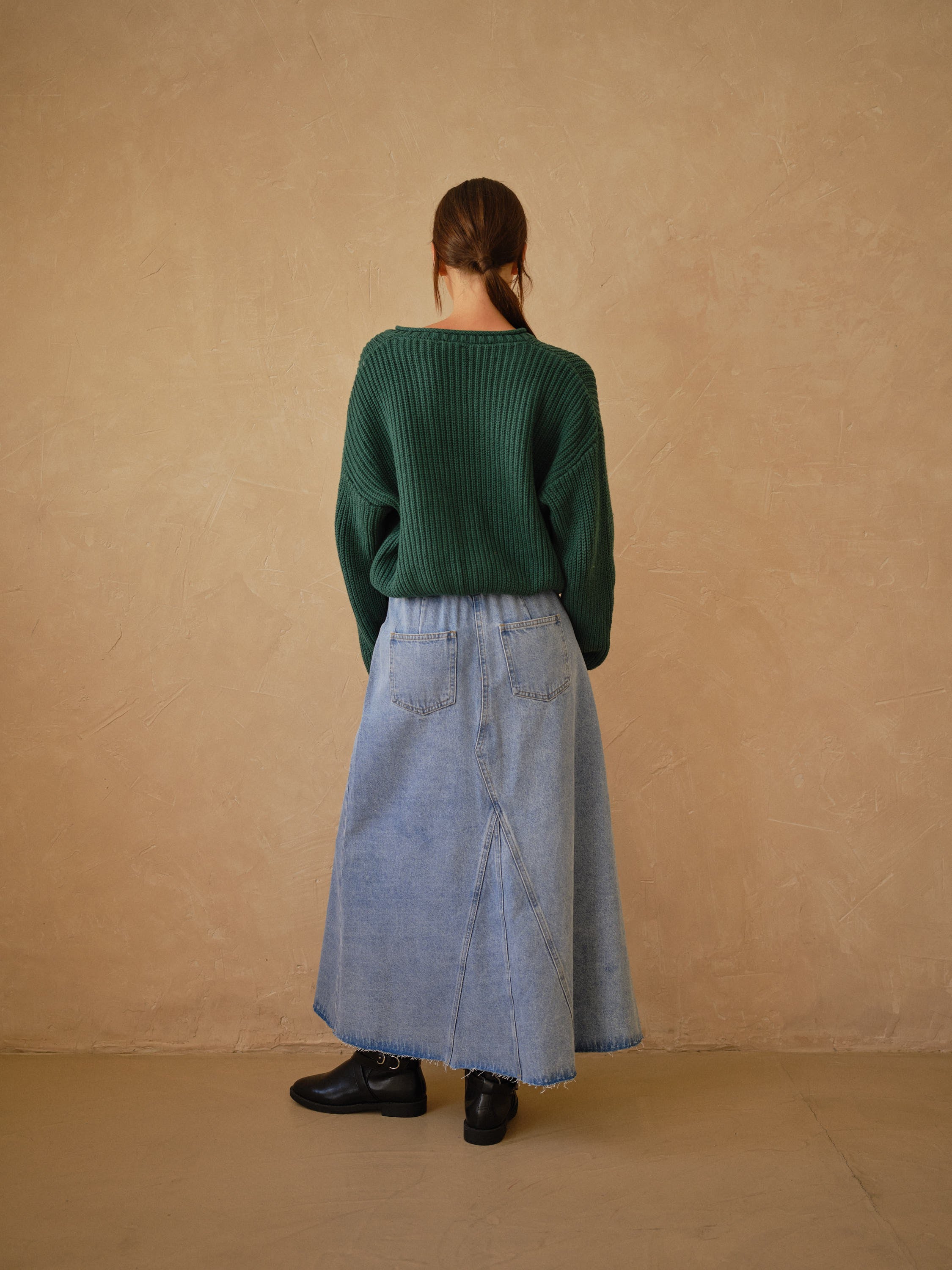 Willow Long A-line Denim Skirt - alldeserved.com