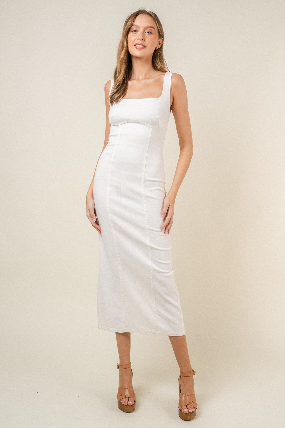 Reform Denim Bodycon Midi Dress - alldeserved.com