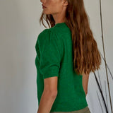 Soft Balloon Sleeve Short Sleeve Sweater - Kelly Green