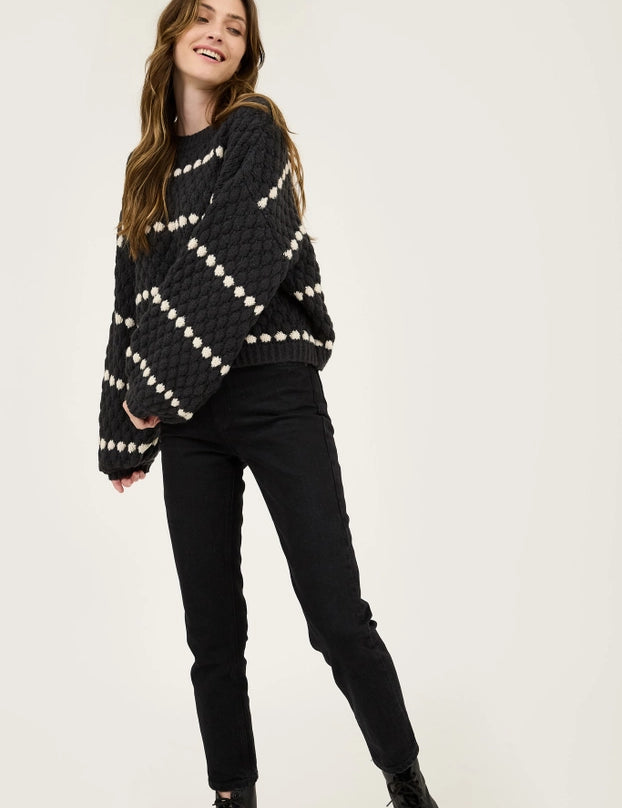 Textured Knit Balloon Sleeve Sweater - alldeserved.com