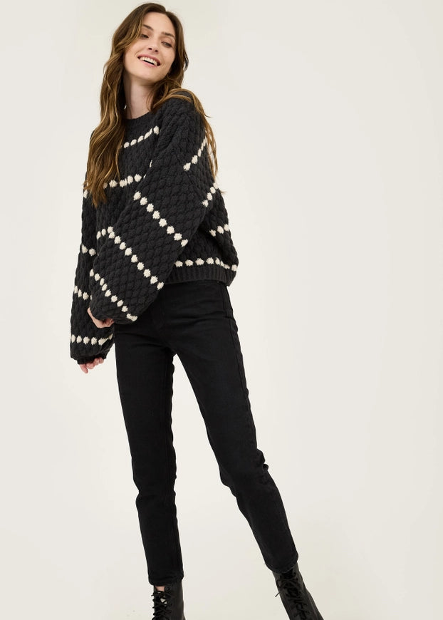 Textured Knit Balloon Sleeve Sweater - alldeserved.com