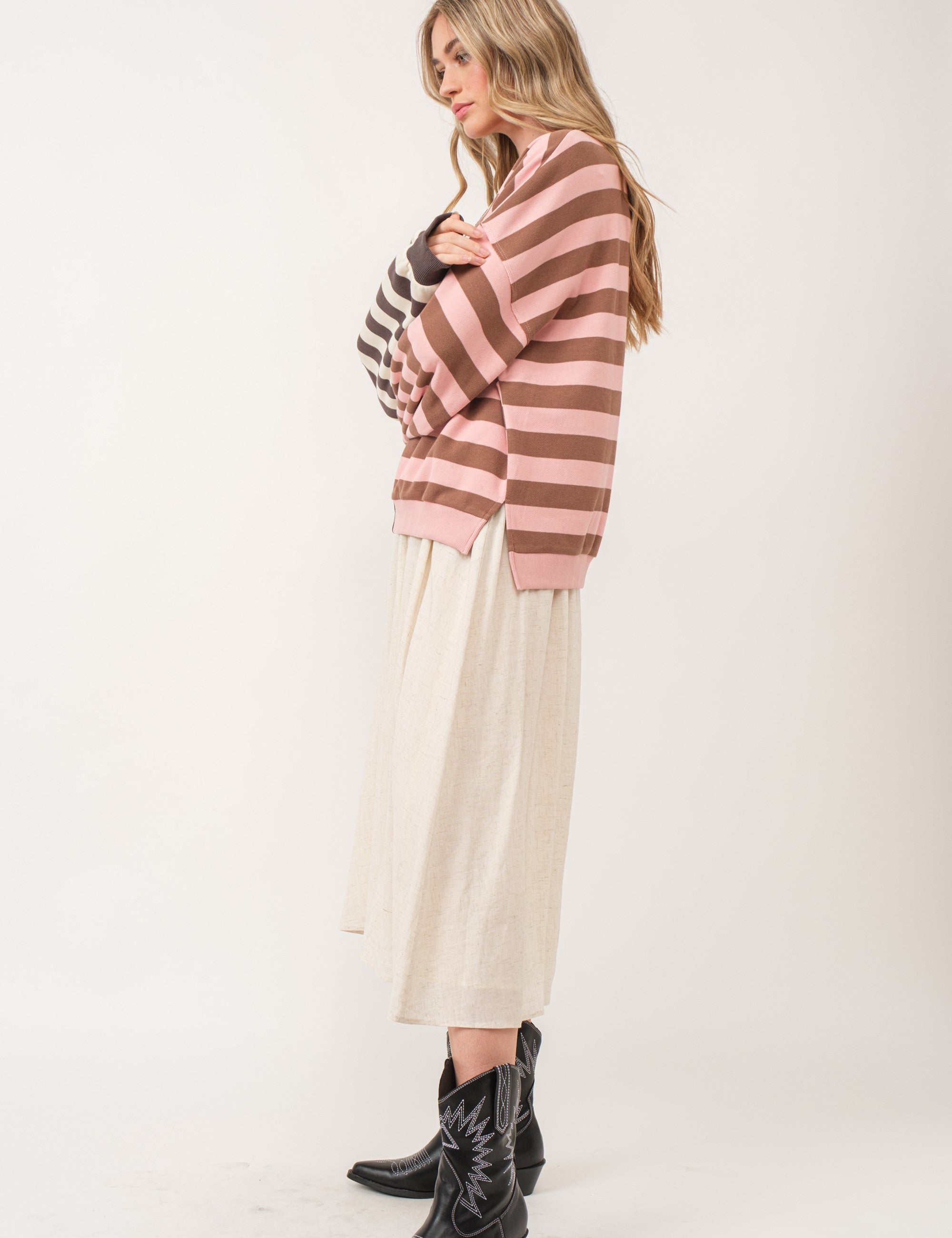 Uptown Essentials Double Stripe Sweatshirt - alldeserved.com