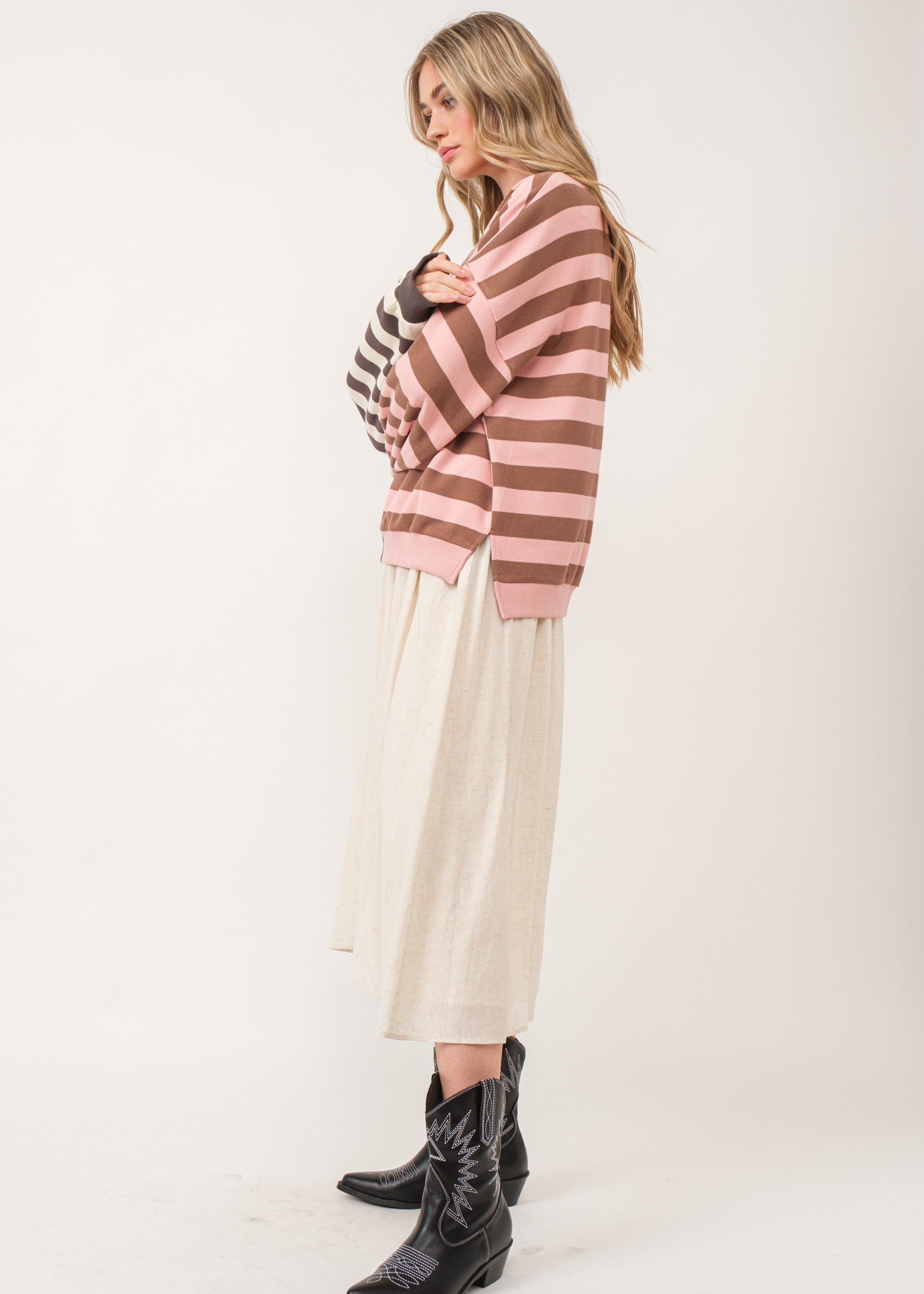 Uptown Essentials Double Stripe Sweatshirt - alldeserved.com