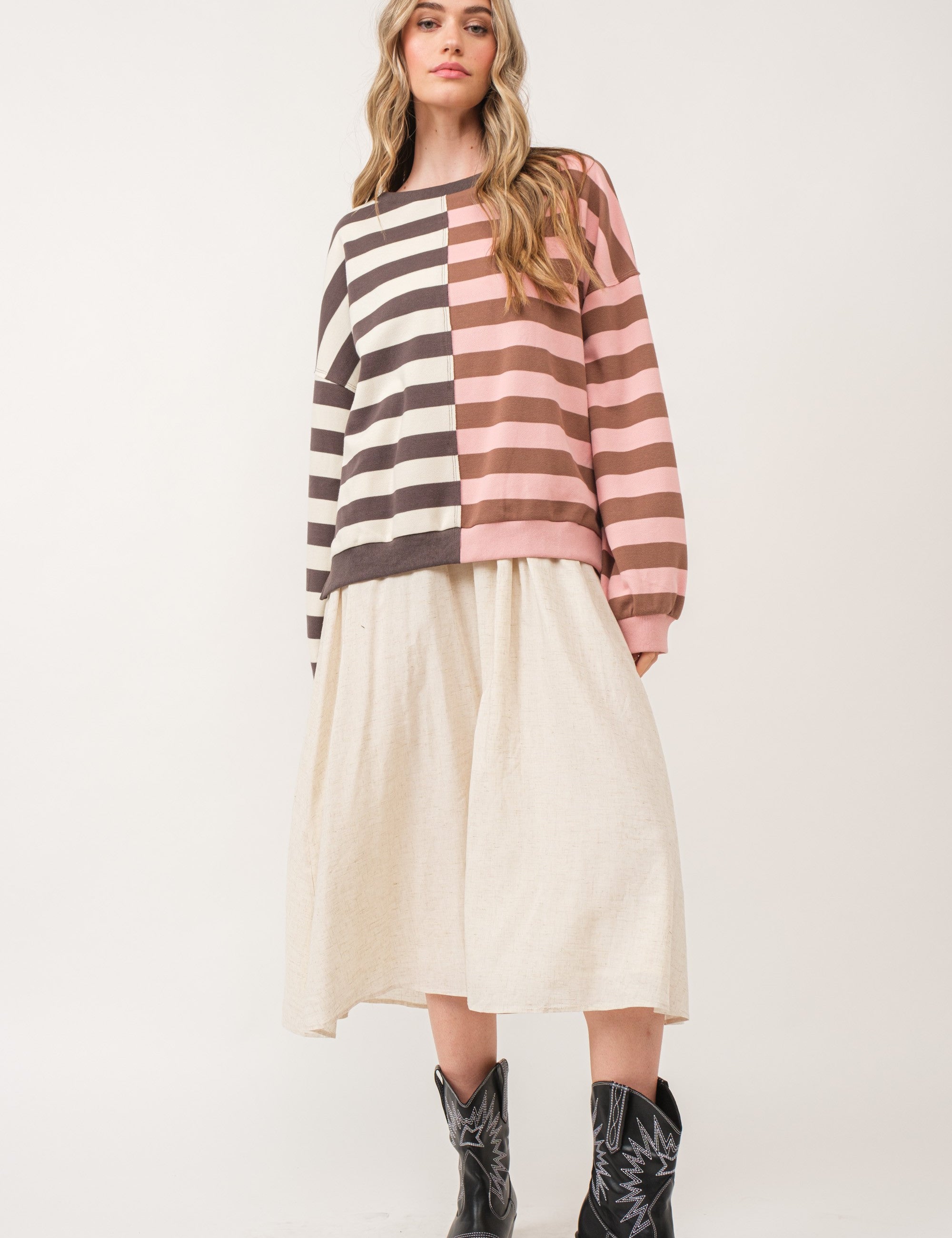 Uptown Essentials Double Stripe Sweatshirt - alldeserved.com