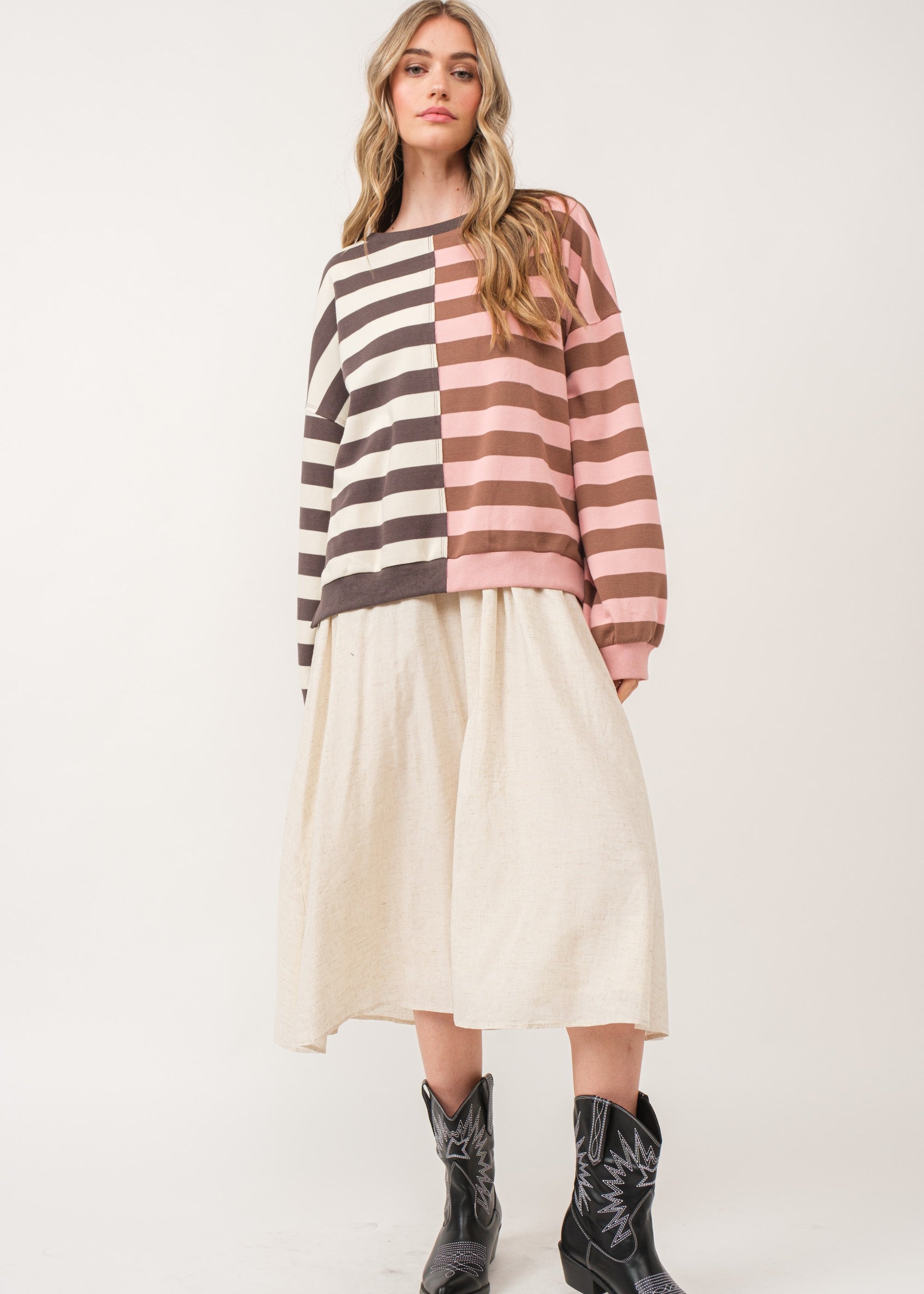 Uptown Essentials Double Stripe Sweatshirt - alldeserved.com