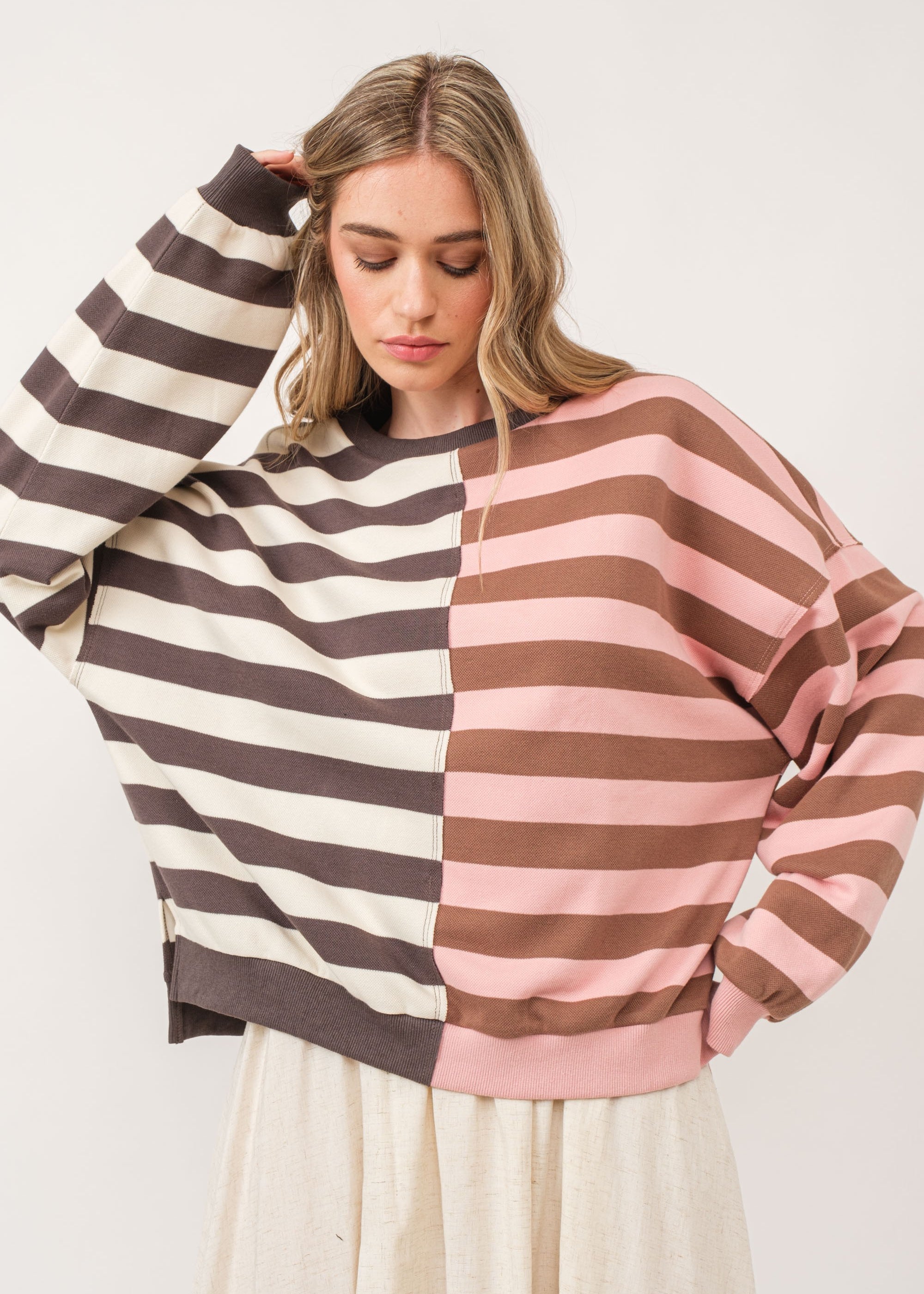 Uptown Essentials Double Stripe Sweatshirt - alldeserved.com