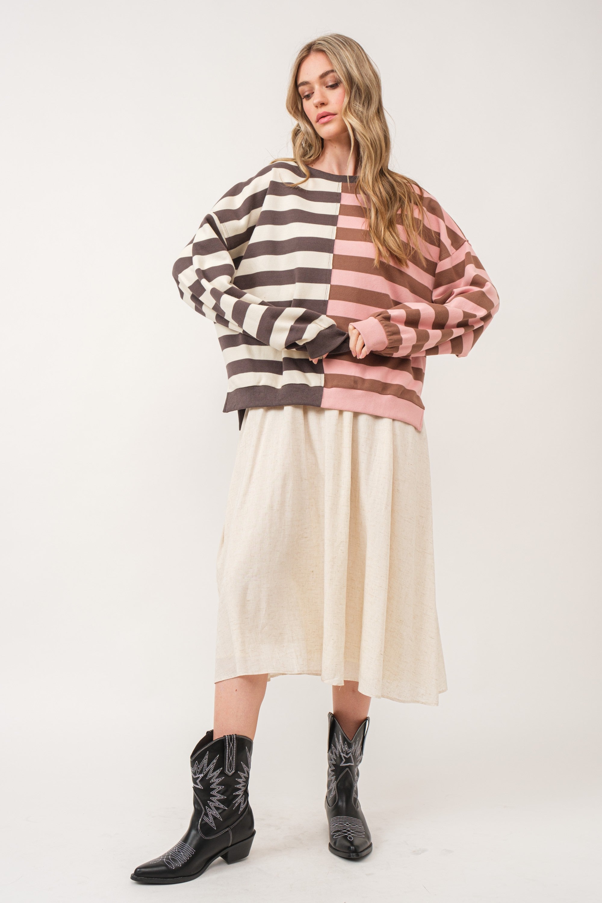 Uptown Essentials Double Stripe Sweatshirt - alldeserved.com