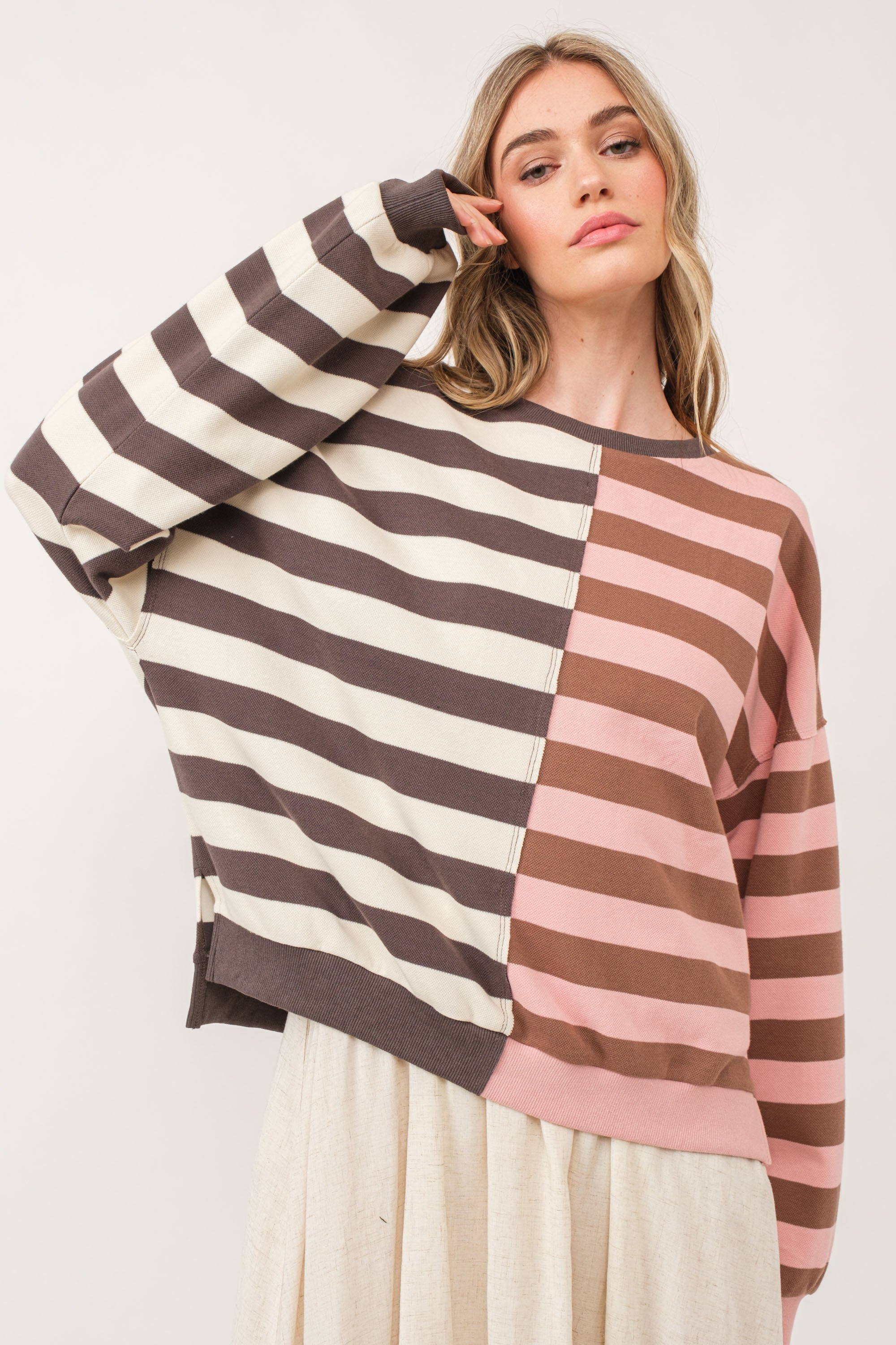 Uptown Essentials Double Stripe Sweatshirt - alldeserved.com