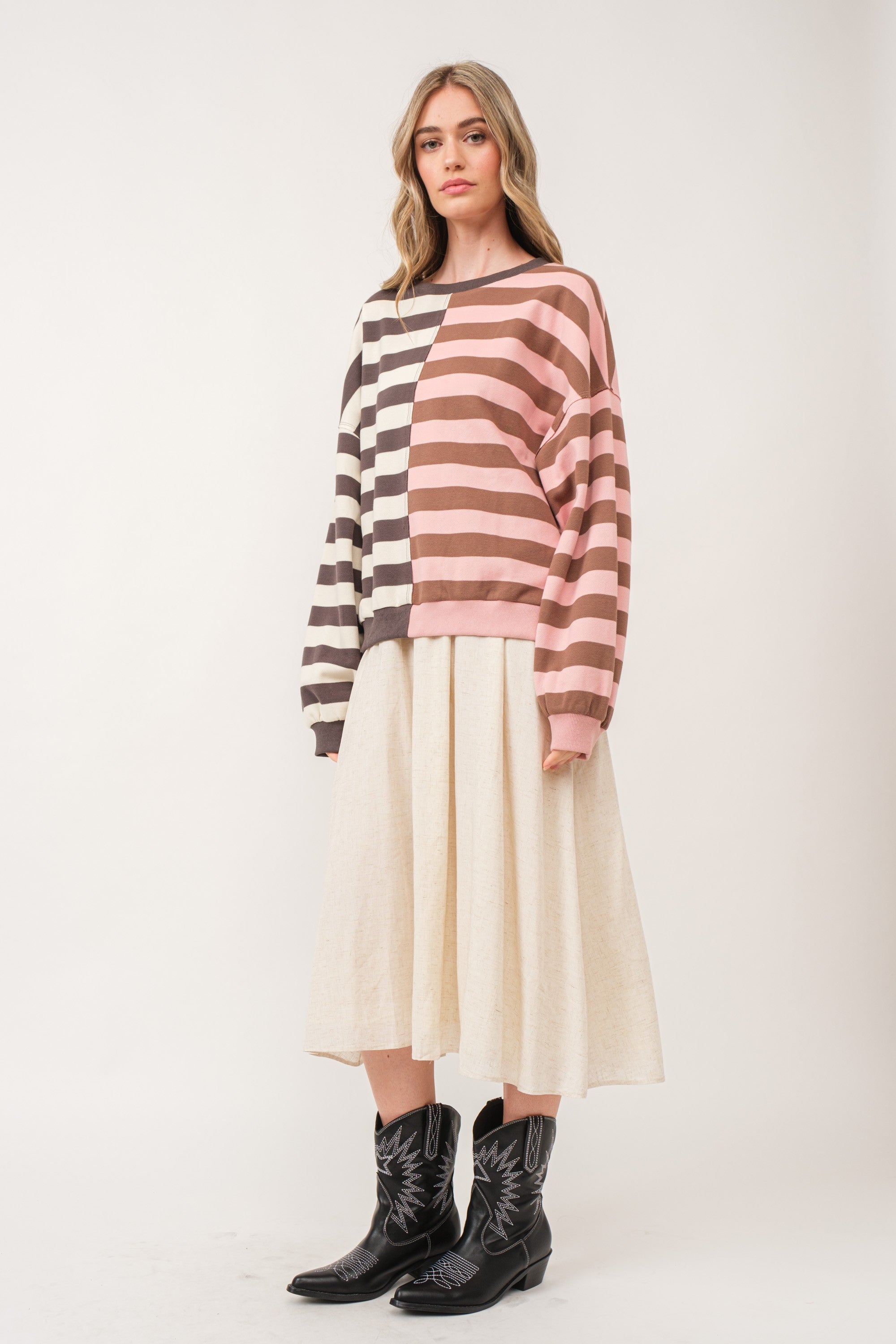 Uptown Essentials Double Stripe Sweatshirt - alldeserved.com