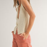 Clean Lines Knit Vest - Beige