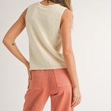 Clean Lines Knit Vest - Beige