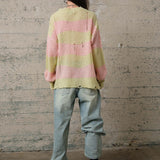 COZY Stripe Distressed Loose Pullover Sweater - alldeserved.com